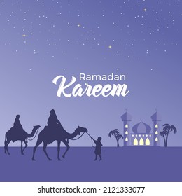 Vector Illustration background Ramadan Kareem. Mosque Building Ramadan Kareem Muslim Religion Holy Month. Flat Vector Illustration concept