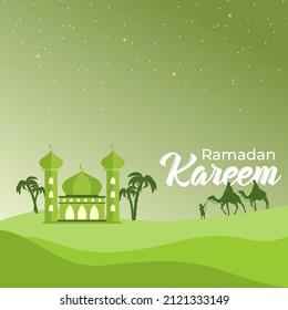 Vector Illustration background Ramadan Kareem. Mosque Building Ramadan Kareem Muslim Religion Holy Month. Flat Vector Illustration concept