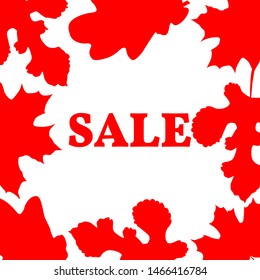 Vector illustration. Background from red autumn leaves with place for text. Inscription Sale