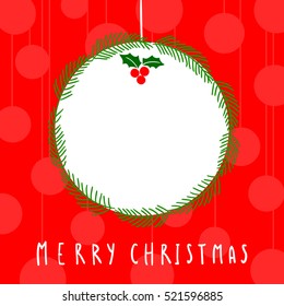 Vector illustration background red greeting card for Merry Christmas day
