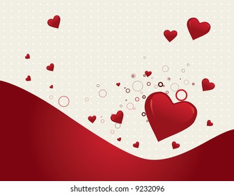 vector illustration background with red hearts