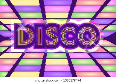 vector illustration, background in retro style, waves of dots on a light background, disco text