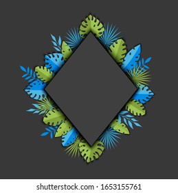 Ilustración vectorial Rhombus de fondo con hojas tropicales