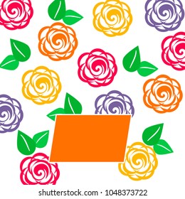 Vector illustration with background of roses. May be used for invitation card or textile.