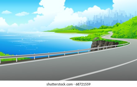 vector illustration background seaside driving