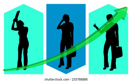 Vector illustration background with a silhouette of a businesswoman.