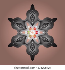 Vector illustration. Background with snowflakes. Isolated cute snowflakes on colorful background.