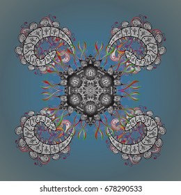 Vector illustration. Background with snowflakes. Isolated cute snowflakes on colorful background.