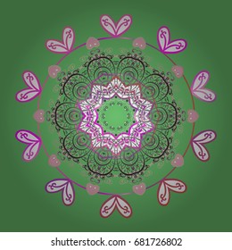 Vector illustration. Background with snowflakes. Isolated cute snowflakes on colorful background.