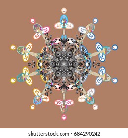 Vector illustration. Background with snowflakes. Isolated cute snowflakes on colorful background.