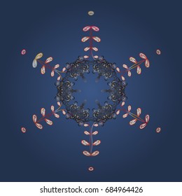 Vector illustration. Background with snowflakes. Isolated cute snowflakes on colorful background.
