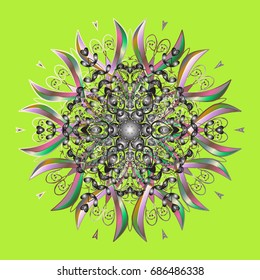 Vector illustration. Background with snowflakes. Isolated cute snowflakes on colorful background.