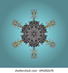 Vector illustration. Background with snowflakes. Isolated cute snowflakes on colorful background.
