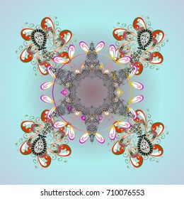 Vector illustration. Background with snowflakes. Isolated cute snowflakes on colorful background.