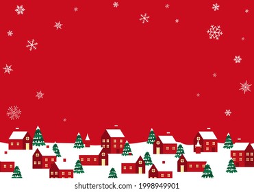 Vector illustration background of snowy Christmas cityscape