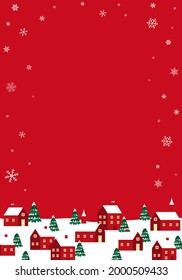 Vector illustration background of snowy Christmas cityscape