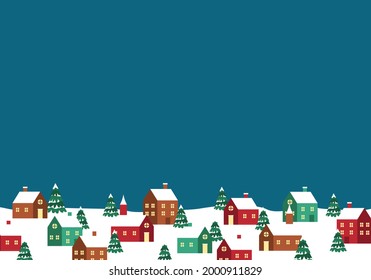 Vector illustration background of snowy Christmas cityscape