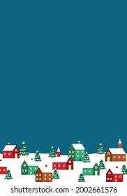 Vector illustration background of snowy Christmas cityscape