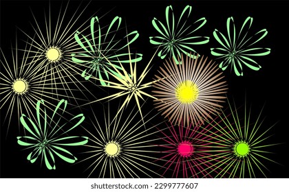 Vector Illustration background, space black background, abstract of concentrated radiation. Comic illustration of a planet with colors
