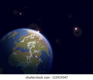 Vector illustration background of space earth and stars