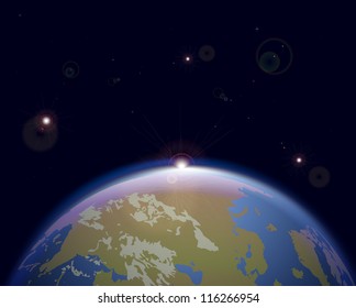 Vector illustration background of space earth and stars