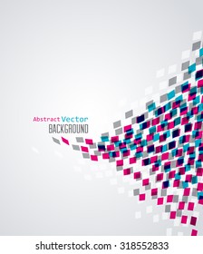Vector illustration background with squares in motion