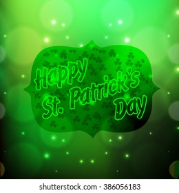 Vector illustration or background for st. Patrick day with green leave and beautiful typography.