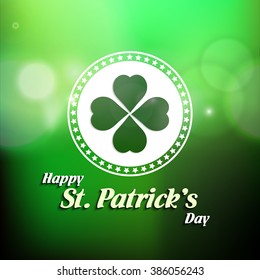 Vector illustration or background for st. Patrick day with green leave and beautiful typography.
