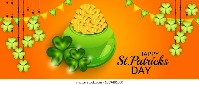 Vector illustration of a Background for St. Patricks Day with Clover.