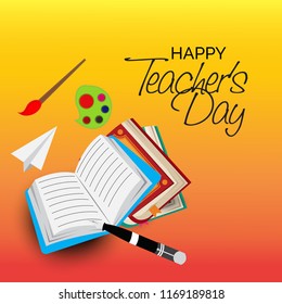 Vector illustration of a background with stylish text for Happy Teacher's Day.