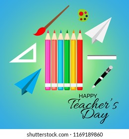 Vector illustration of a background with stylish text for Happy Teacher's Day.