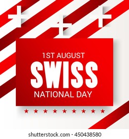 Vector illustration of a background with stylish text for Swiss National day, Switzerland Independence Day. 