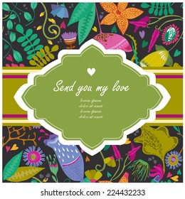 Vector illustration of a background, tag, frame, label, floral whimsical theme