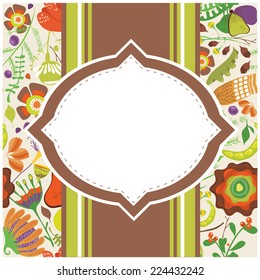 Vector illustration of a background, tag, frame, label, floral whimsical theme