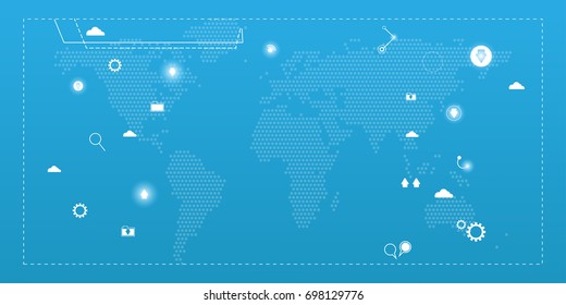 Vector illustration background in technology and the world map