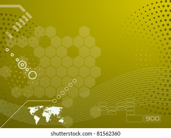 Vector illustration background in technology and the world map