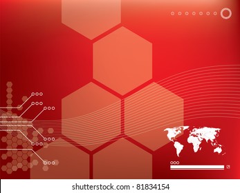 Vector illustration background in technology and the world map