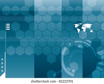 Vector illustration background in technology and the world map