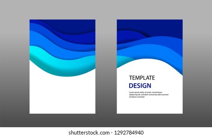 Vector illustration, background template front and back document mock up, easy color adjustment. Paper cut topographic / wave layering. Suitable for book cover, annual report, flyer, poster, brochure.