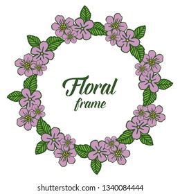 Vector illustration background with template purple floral frame hand drawn