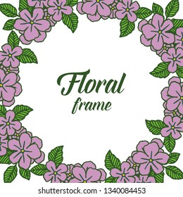 Vector illustration background with template purple floral frame hand drawn