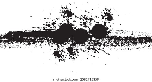 Vector illustration. Background for text. Isolated grunge traces banners set. Black paint. Brush ink stroke. Element for design poster, cover, invitation, gift card, flyer, social media, promotion