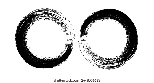 Vector illustration. Background for text. Isolated grunge traces banners set. Black paint. Brush ink stroke.