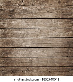 Vector illustration background texture of grunge weathered vintage brown knotty wooden planks