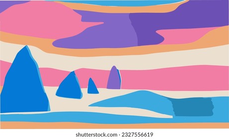 vector illustration background texture rock hill abstract painting 