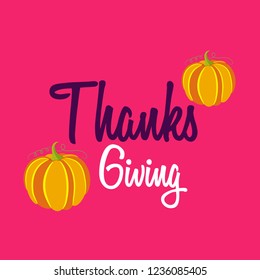  Vector illustration of a Background for Thanksgiving Day. Autumn Seasonal lettering.