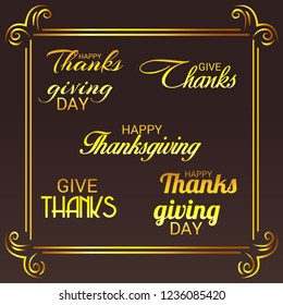 Vector illustration of a Background for Thanksgiving Day. Autumn Seasonal lettering.
