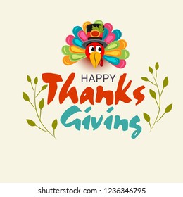 Vector illustration of a Background for Thanksgiving Day. Autumn Seasonal lettering.