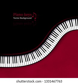 Vector illustration of background with top view Piano keys in red and black colors.