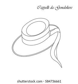 Vector illustration background with traditional hat of gondolier